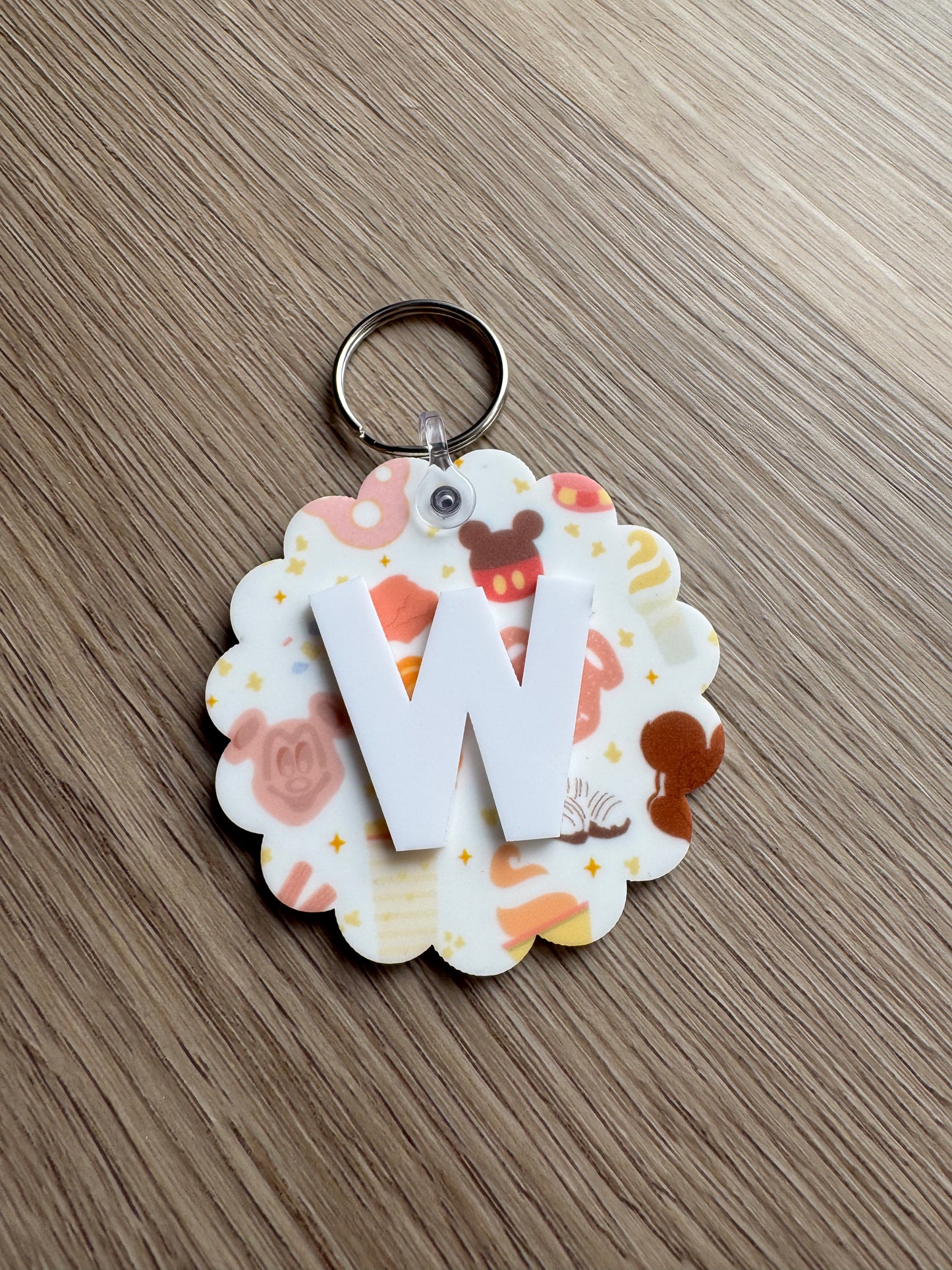 Snacks Scalloped Initial Keychain