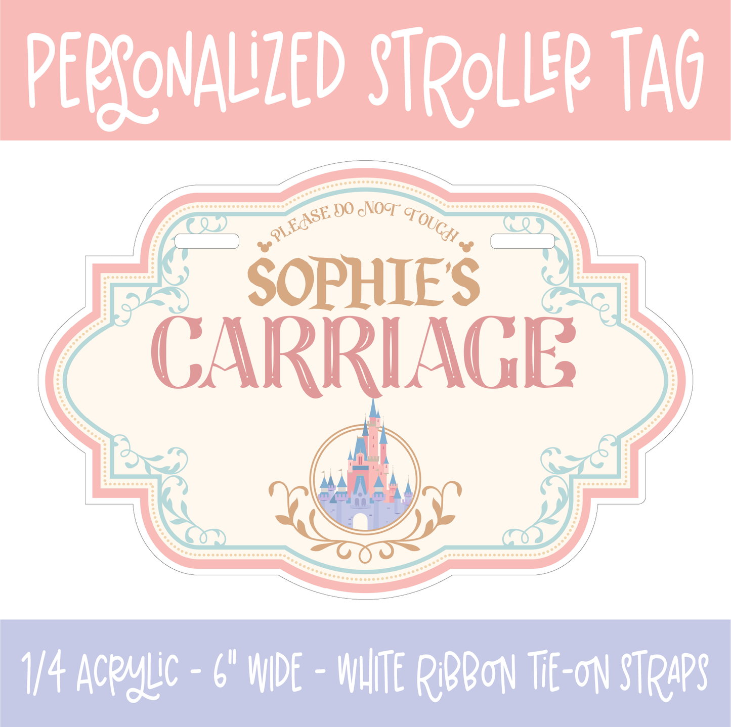 Pink Personalized Stroller Tag