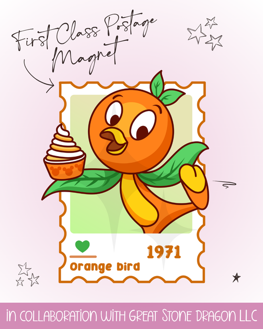 First Class Postage Magnet - Orange Bird