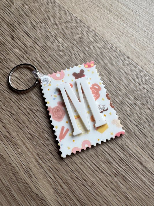 Snacks Stamp Initial Keychain