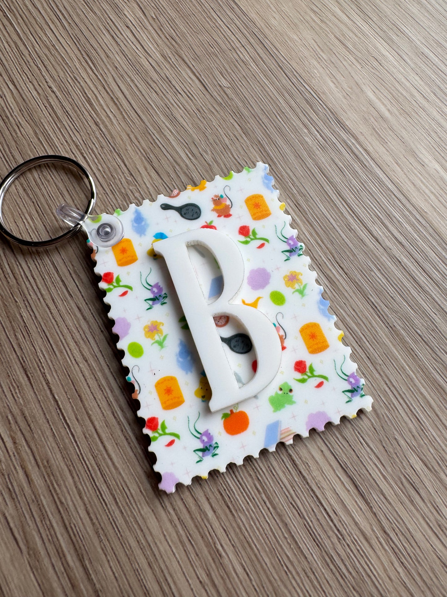 Princess Stamp Initial Keychain