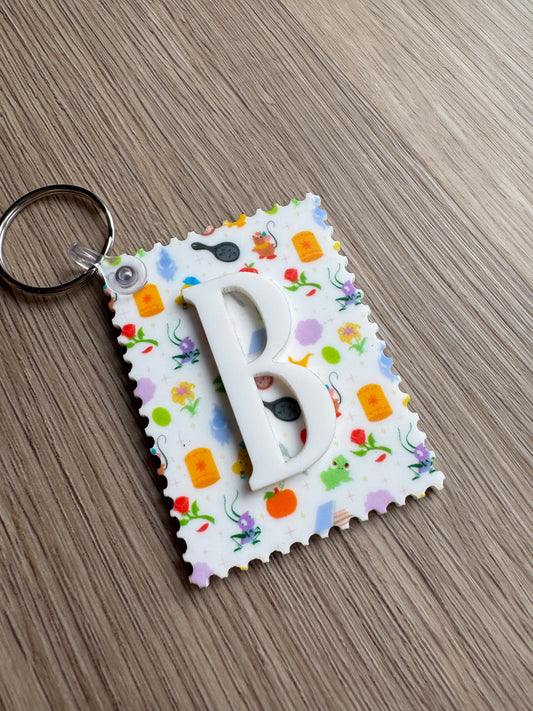 Princess Stamp Initial Keychain