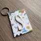 World Stamp Initial Keychain