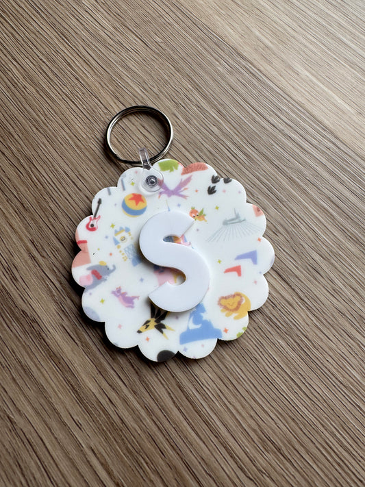 World Scalloped Initial Keychain