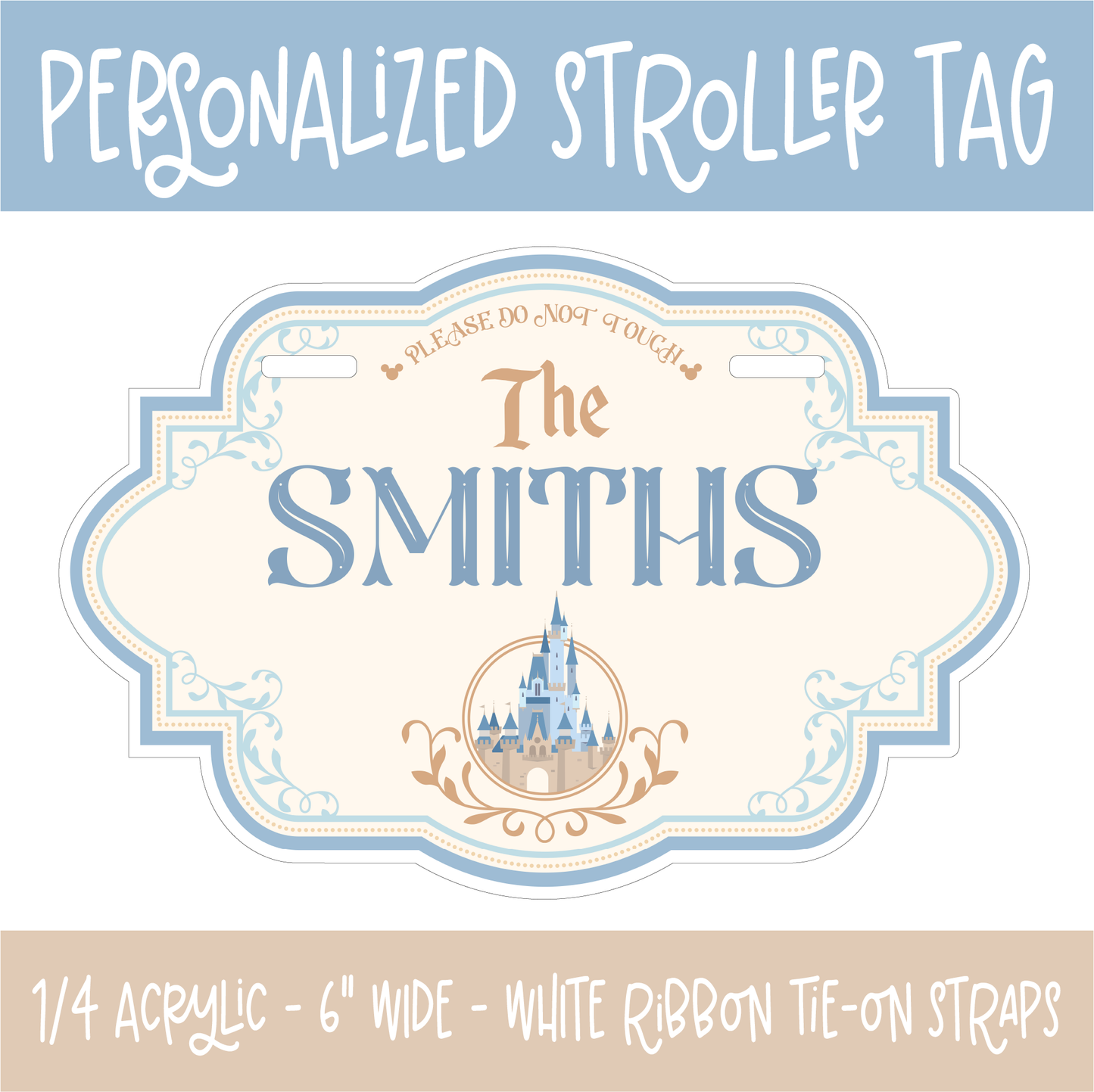Blue Personalized Stroller Tag