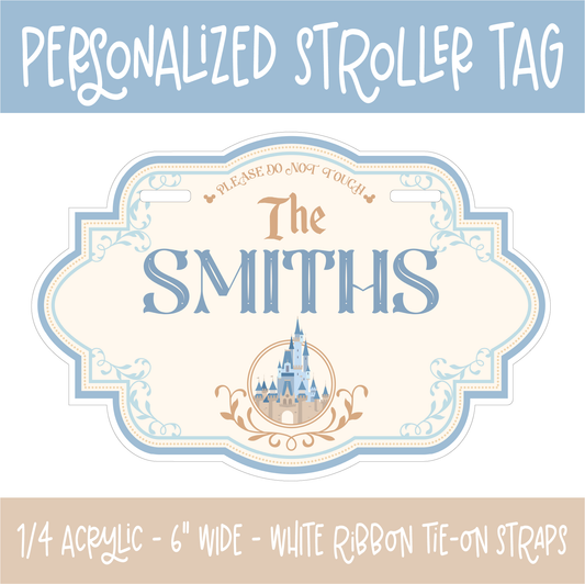 Blue Personalized Stroller Tag